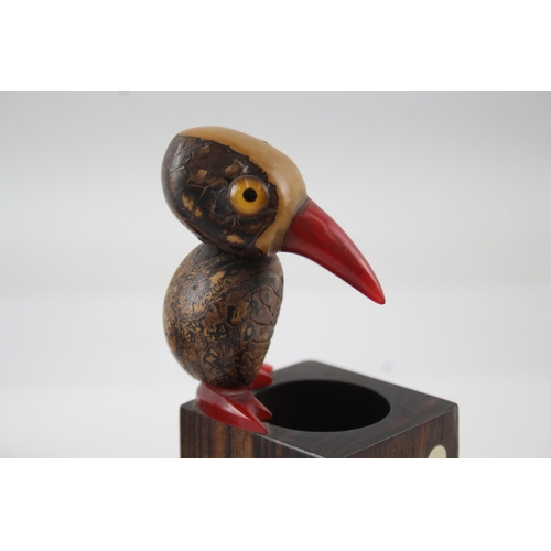 406 - Pair Of 1920s Nutbirds Made From Tagua Nut, Ebony & Cherry, One Glass Eye Each