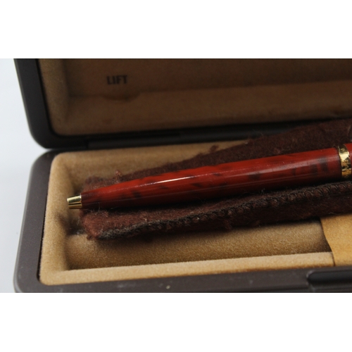 474 - Vintage Parker 75 Orange Lacquer Fountain Pen w/ 14ct Gold Nib WRITING Boxed