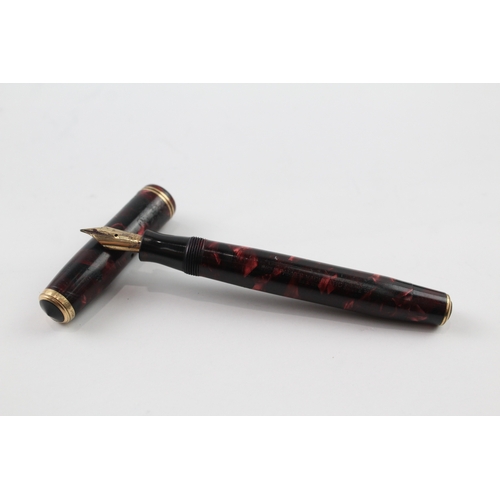 476 - Vintage Parker Vaccumatic Burgundy Fountain Pen w/ 14ct Gold Nib WRITING