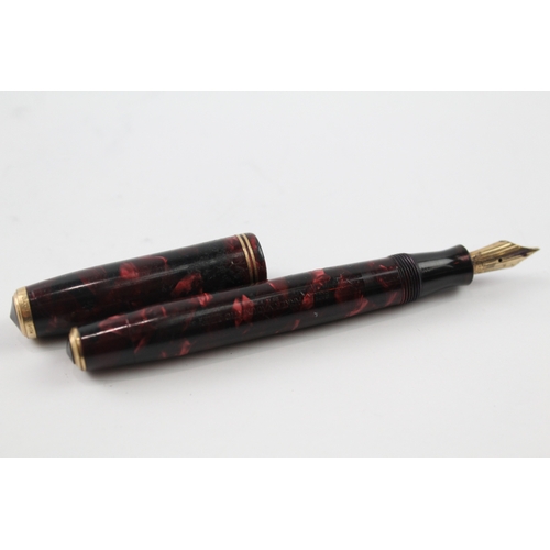 476 - Vintage Parker Vaccumatic Burgundy Fountain Pen w/ 14ct Gold Nib WRITING