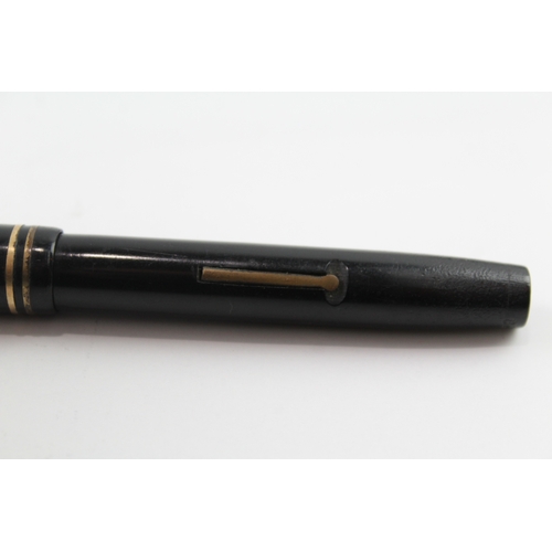 477 - Vintage De La Rue The De La Rue Black Fountain Pen w/ 14ct Gold Nib WRITING