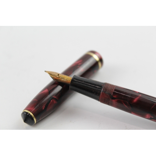 480 - Vintage Conway Stewart 15 Burgundy Fountain Pen w/ 14ct Gold Nib, Pencil, Box