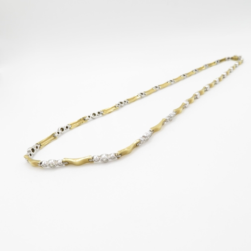 2 - 18ct bi colour gold diamond set necklace (33g)