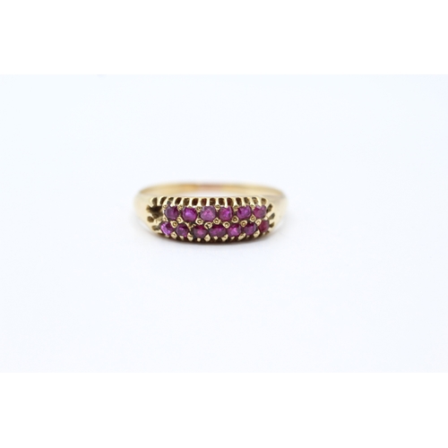 112 - 15ct gold ruby and paste pave set dress ring (2.2g) Size M 1/2