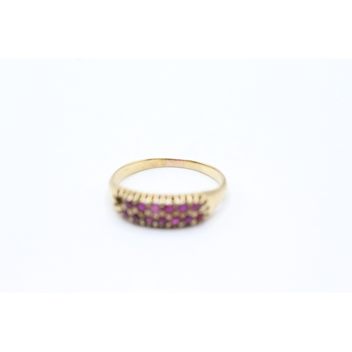 112 - 15ct gold ruby and paste pave set dress ring (2.2g) Size M 1/2