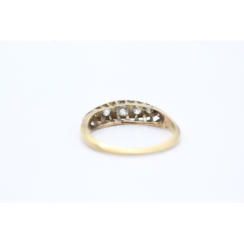 119 - 18ct gold old cut diamond five stone ring (2.1g) Size N