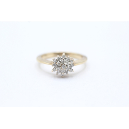 126 - 9ct gold diamond set cluster ring (3.4g) Size N 1/2