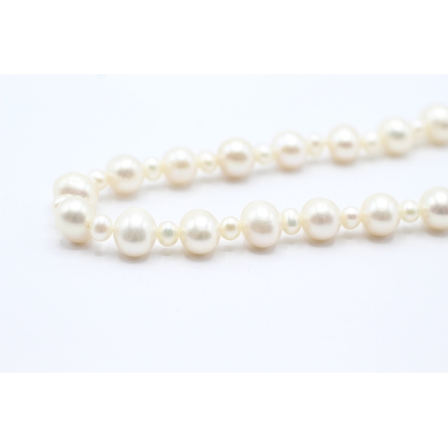 157 - 14ct white gold cultured pearl necklace (42g) - as seen