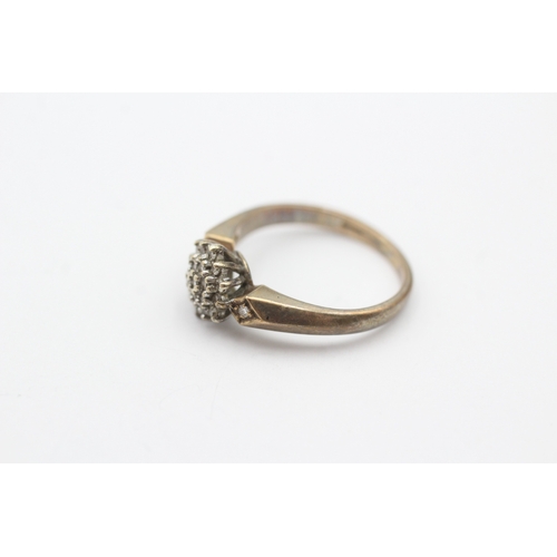 182 - 9ct gold diamond cluster ring (2.5g) Size K 1/2