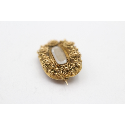 196 - 18ct gold antique hairwork brooch (3.2g)