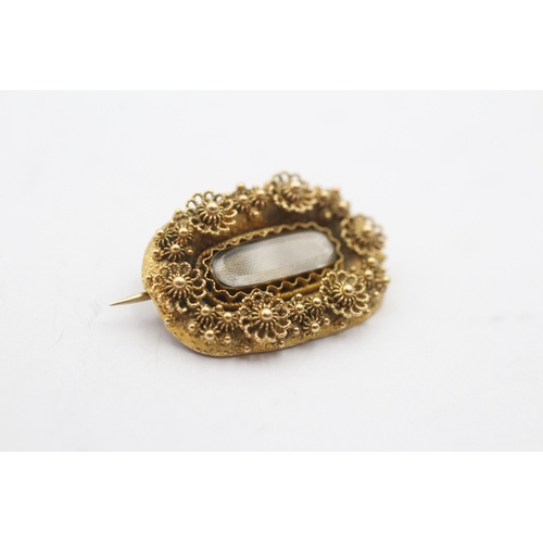 196 - 18ct gold antique hairwork brooch (3.2g)