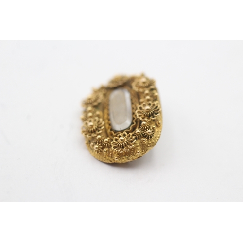 196 - 18ct gold antique hairwork brooch (3.2g)