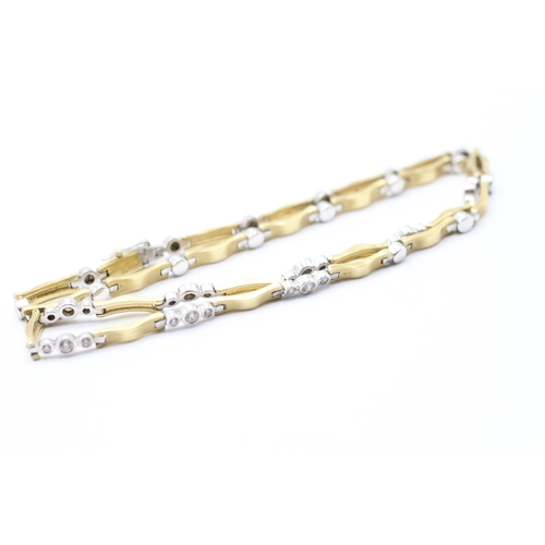 2 - 18ct bi colour gold diamond set necklace (33g)