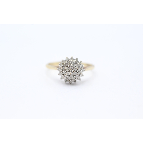 27 - 9ct gold and diamond cluster set ring (2.1g) Size N