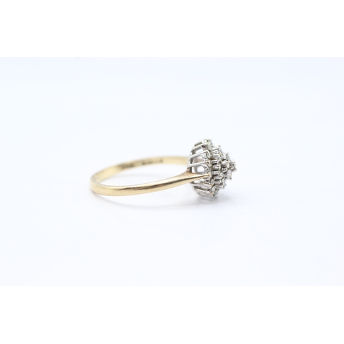 27 - 9ct gold and diamond cluster set ring (2.1g) Size N