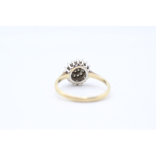 27 - 9ct gold and diamond cluster set ring (2.1g) Size N