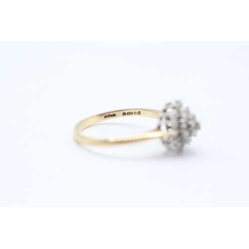 27 - 9ct gold and diamond cluster set ring (2.1g) Size N