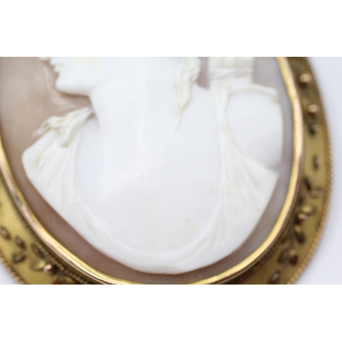 4 - 9ct gold shell cameo artemis portrait brooch (23.8g)