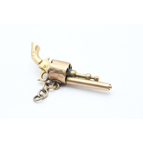 8 - 15ct gold antique revolver gun charm (7.2g)