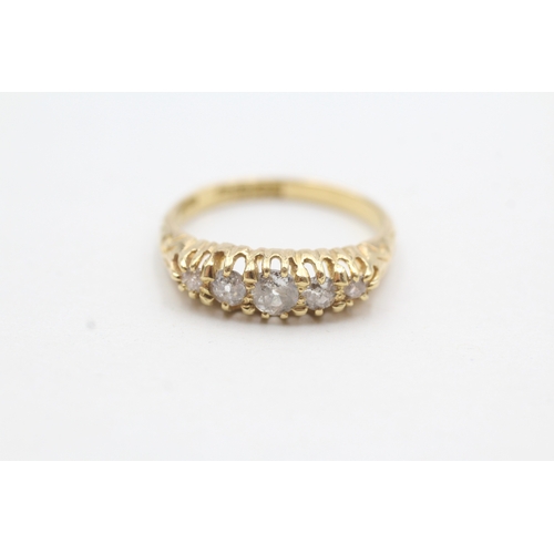 89 - 18ct gold diamond five stone ring (3.5g) Size O 1/2