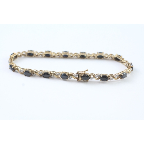 12 - 9ct gold sapphire and diamond bracelet (8.7g) Size