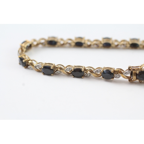 12 - 9ct gold sapphire and diamond bracelet (8.7g) Size