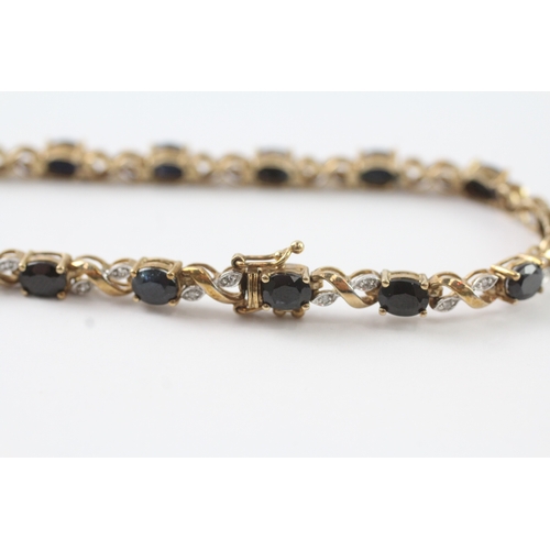 12 - 9ct gold sapphire and diamond bracelet (8.7g) Size