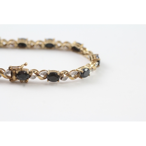 12 - 9ct gold sapphire and diamond bracelet (8.7g) Size