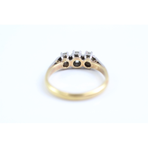 26 - 18ct gold three stone diamond ring (2.8g) Size K