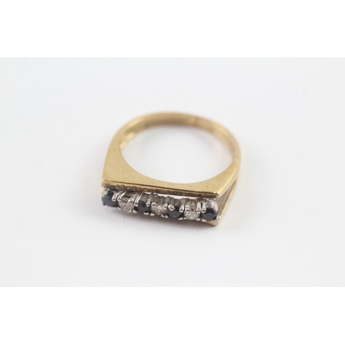 27 - 9ct gold vintage sapphire and diamond seven stone eternity ring (3g) Size N