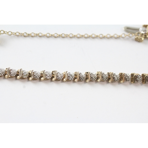 35 - 9ct gold diamond bracelet (6.3g) Size