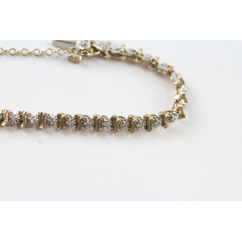 35 - 9ct gold diamond bracelet (6.3g) Size