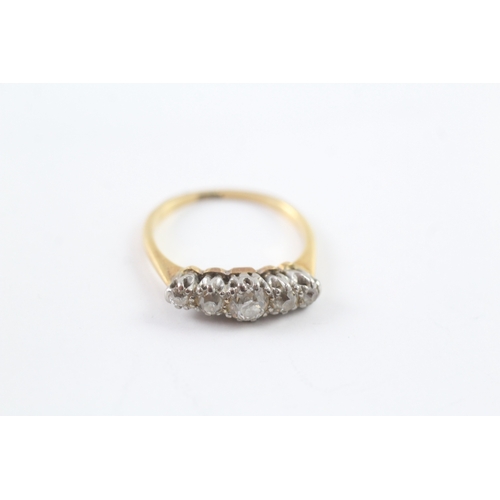 41 - 18ct gold vintage diamond five stone ring (2.5g) Size K