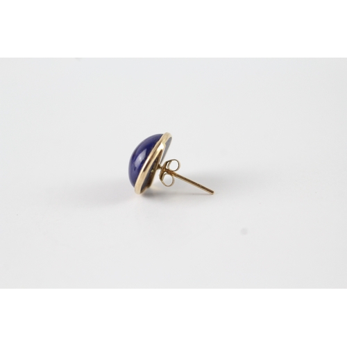 42 - 9ct gold lapis stud earrings (2.3g) Size