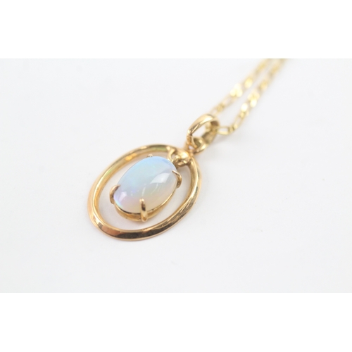 49 - 14ct gold opal pendant necklace (3.1g) Size