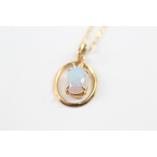 49 - 14ct gold opal pendant necklace (3.1g) Size