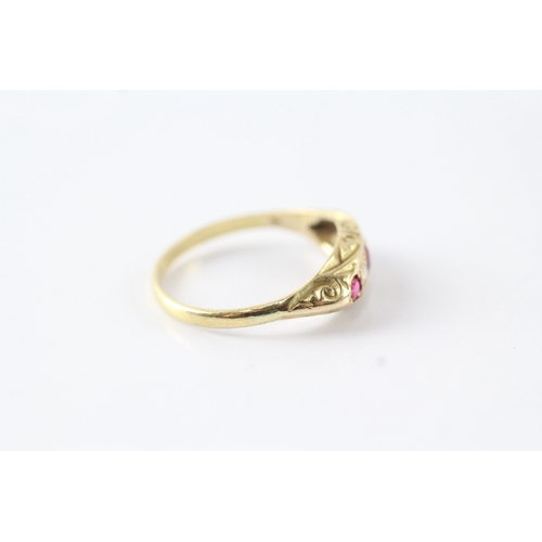 51 - 18ct gold vintage ruby and diamond set ring (2.7g) Size P