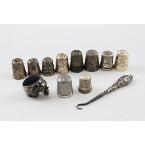 328 - 12 x Antique / Vintage .925 Sterling Silver Haberdashery Inc Pin Cushion Etc 62g