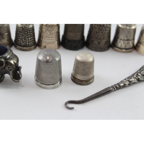 328 - 12 x Antique / Vintage .925 Sterling Silver Haberdashery Inc Pin Cushion Etc 62g