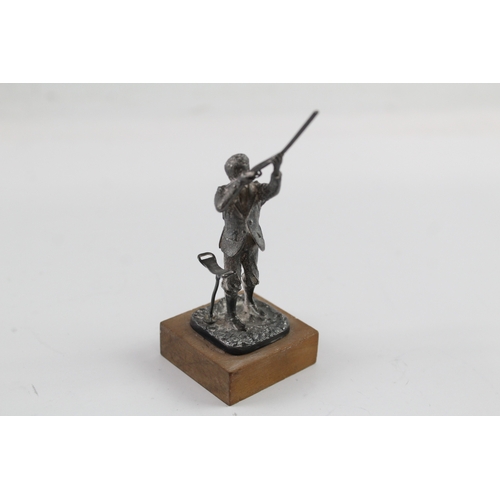 329 - Vintage Limited Edition .925 Silver 'The Gun' Figurine On Wooden Base 59g