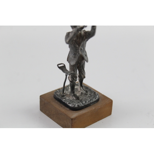 329 - Vintage Limited Edition .925 Silver 'The Gun' Figurine On Wooden Base 59g