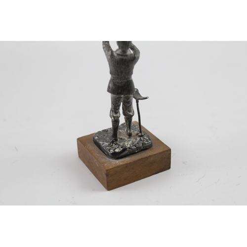 329 - Vintage Limited Edition .925 Silver 'The Gun' Figurine On Wooden Base 59g