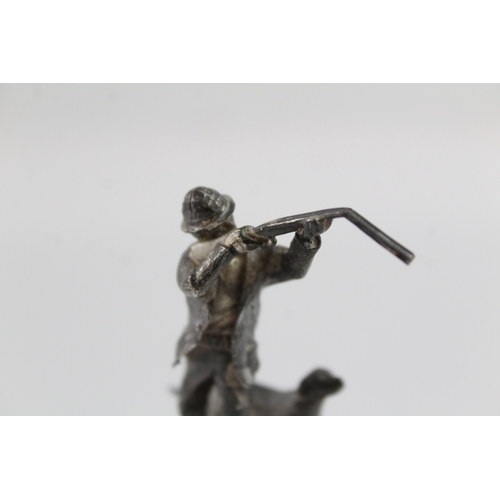 346 - Vintage Limited Edition .925 Silver 'The Shot' Figurine On Wooden Base 71g