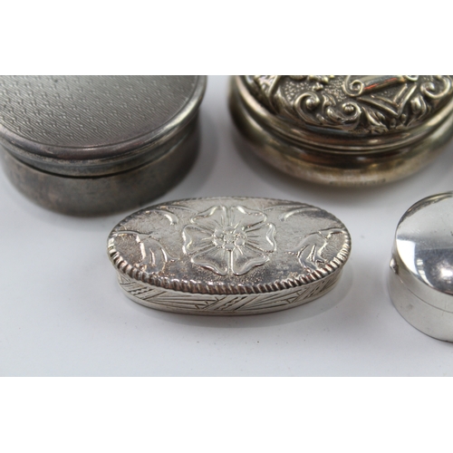 360 - 5 x Antique / Vintage .925 Sterling Silver Pill / Trinket Boxes Inc Rose 72g