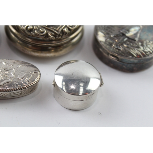 360 - 5 x Antique / Vintage .925 Sterling Silver Pill / Trinket Boxes Inc Rose 72g