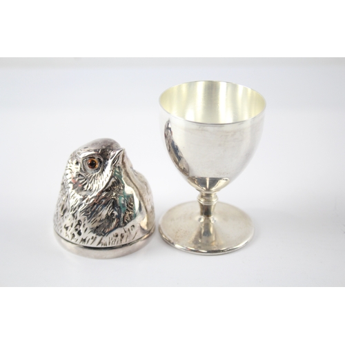 367 - Vintage Silver Plated Novelty Chick Form Lidded Egg Cup (78g)