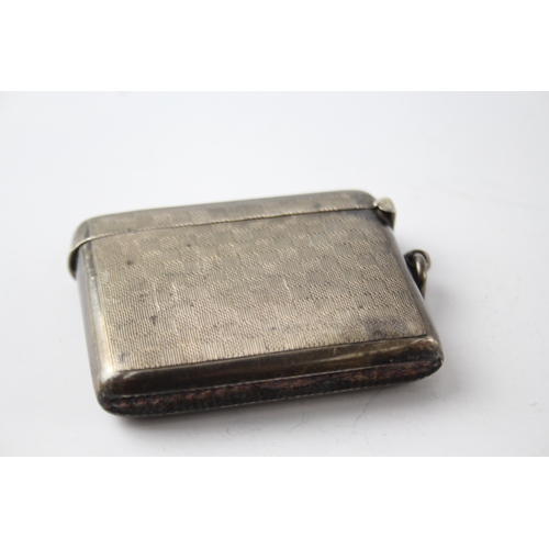 369 - Antique ART DECO 1924 Birmingham Sterling Silver Wide Vesta Match Case 50g