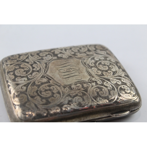 372 - Antique Hallmarked 1920 Birmingham Sterling Silver Cigarette Case (96g)