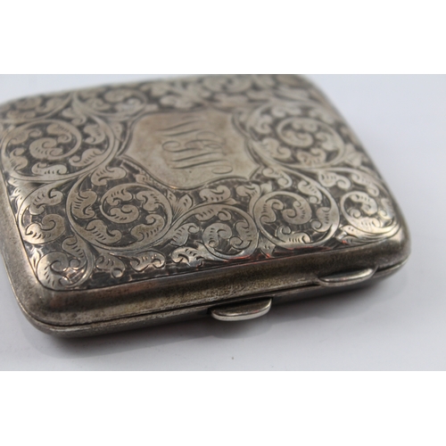 372 - Antique Hallmarked 1920 Birmingham Sterling Silver Cigarette Case (96g)