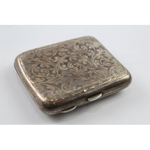 372 - Antique Hallmarked 1920 Birmingham Sterling Silver Cigarette Case (96g)